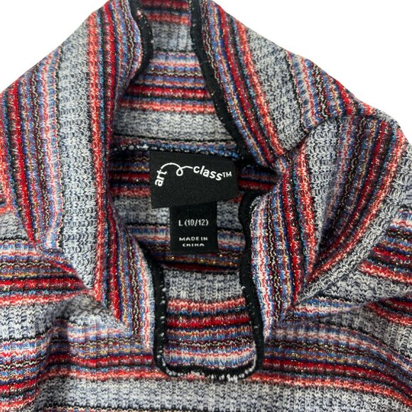 Girls’ Striped Mock Neck Long Sleeve Shirt – Size Large 10/12 – NWT - Picture 4 of 5